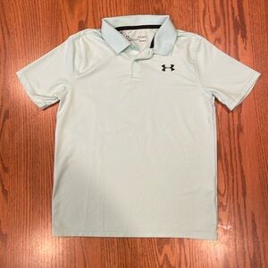 youth large teal/turquoise/blue/green under armour polo